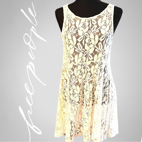 Free People Dresses & Skirts - Free People Womens Miles Of Lace Shift Dress, Off-White,